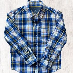 5 Boy Blue Plaid Button Up Long Sleeve Shirt